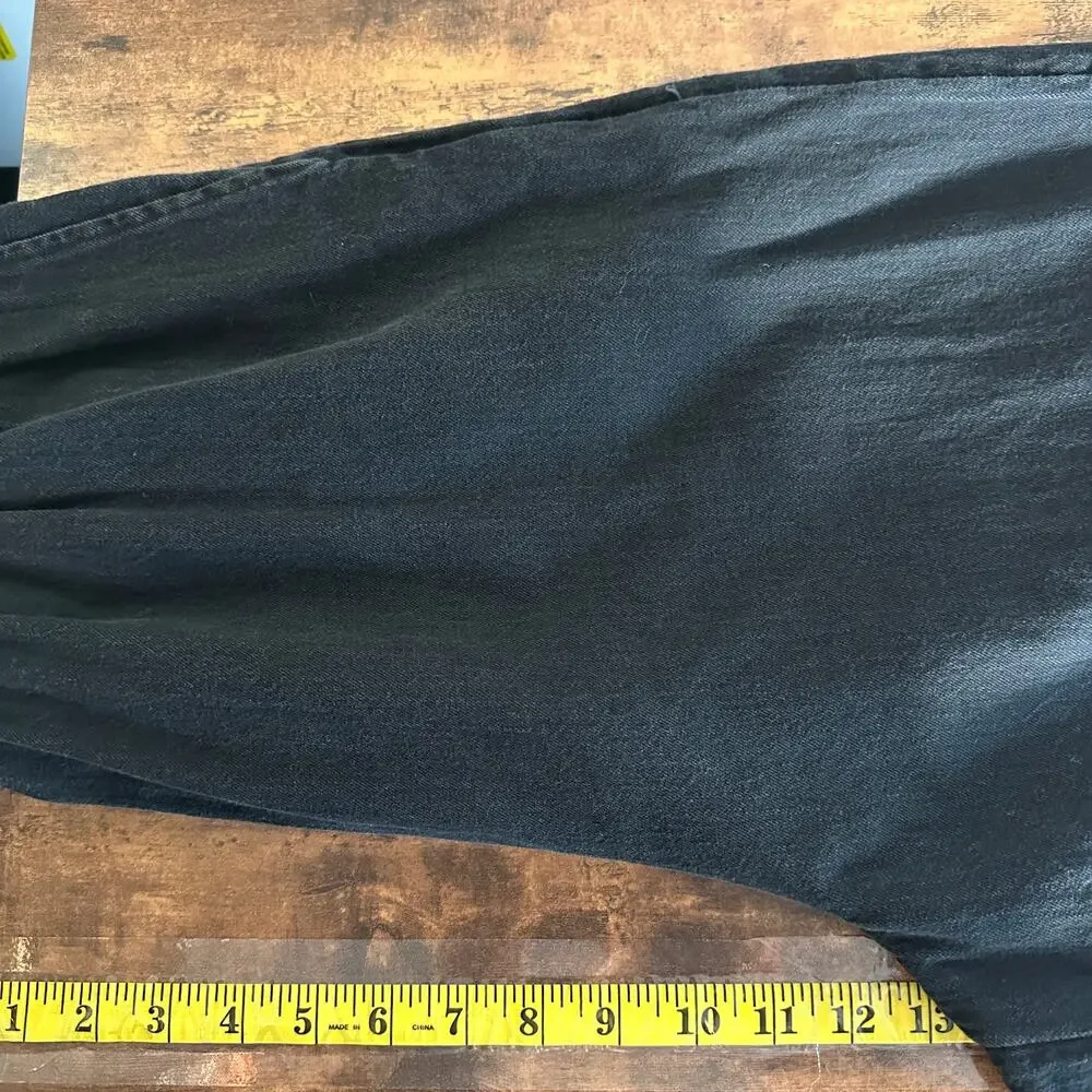 Old Navy 100 Cotton Smocked Back Wide Leg Ankle Jumpsuit Large Black EUC Boho - Picture 9 of 13